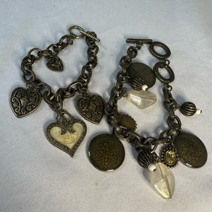 Industrial vibe charm style bracelet hearts and flowers